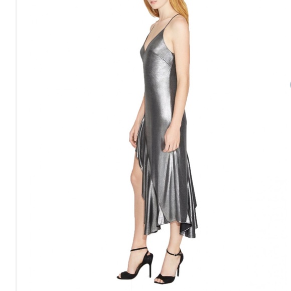 HALSTON HERITAGE  shiny metallic slip dress- NEW - Picture 3 of 8